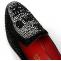 Fiesso Black / Silver Genuine Suede Rhinestone Slip On Shoes FI7405.